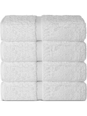 100% Cotton Turkish Bath Towels Set of 4 Premium Absorbent Soft 27x54 White